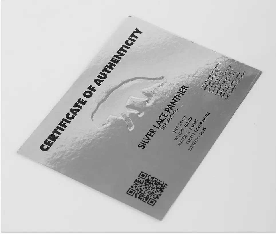 Certificat d'authenticité Richard Orlinski Silver Lace Panther